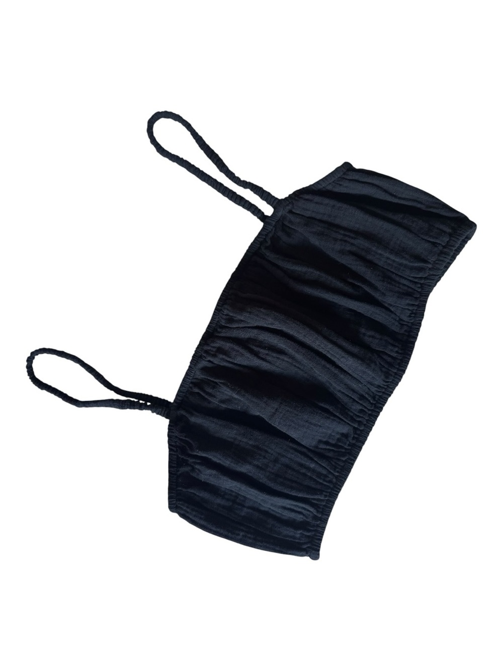 Madewell Black Gathered Bandeau Crop Top - Size M